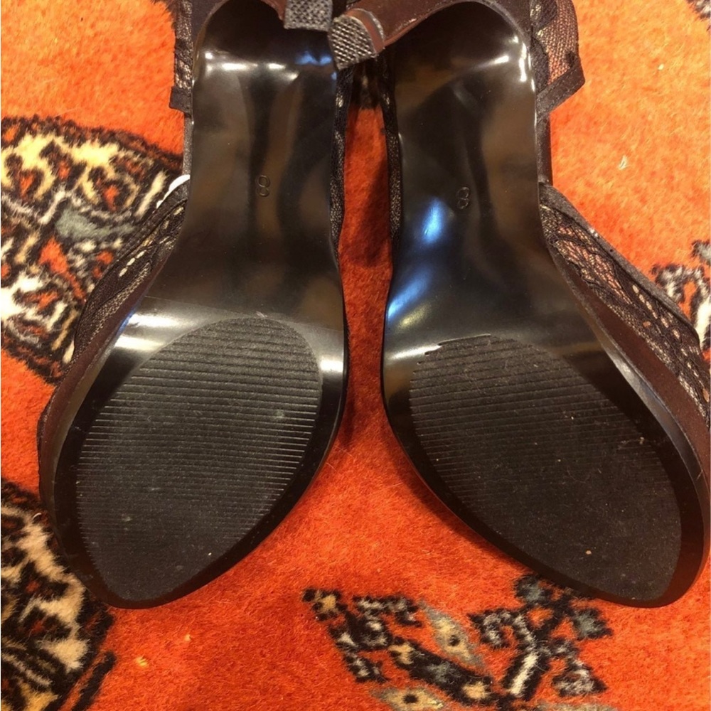 Elegant Black Lace Peep-Toe Heels - Picture 6 of 6